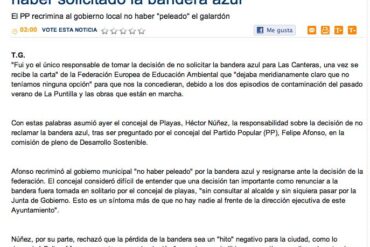 Héctor Núñez: ´Soy el único responsable de no haber solicitado la bandera azul ( www.laprovincia.es).