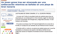 Un joven grave tras ser alcanzado por una embarcación mientras se bañaba en Las Canteras ( europapress.es ).