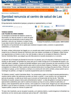 Sanidad renuncia al centro de salud de Las Canteras ( laprovincia.es).