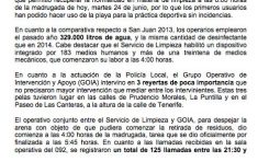 La Noche de San Juan en Las Canteras se desarrolla sin incidentes y con un balance de 11.700 kilos de basura recogida, un 9,6% menos que en 2013 (Nota de prensa).