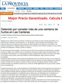 Detenido por cometer más de una veintena de hurtos en Las Canteras ( laprovincia.es).