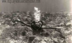 Los fondos marinos de Las Canteras en 1950-  Inmersión entre La Barra y la orilla- colecc. Paco Farray