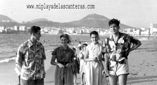 Laureano Romero, Mª Isabel González Casasa, Mª Elena Armas y Juanso Bonny sobre 1950-colecc. Familia Armas