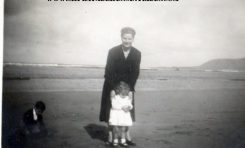 Edith Beningfield (Mrs. Correa) y su hija Margarita Correa. Atrás a la izquierda se ve a Bruno Naranjo Sintes. Invierno 1947-colecc. Correa Beningfield
