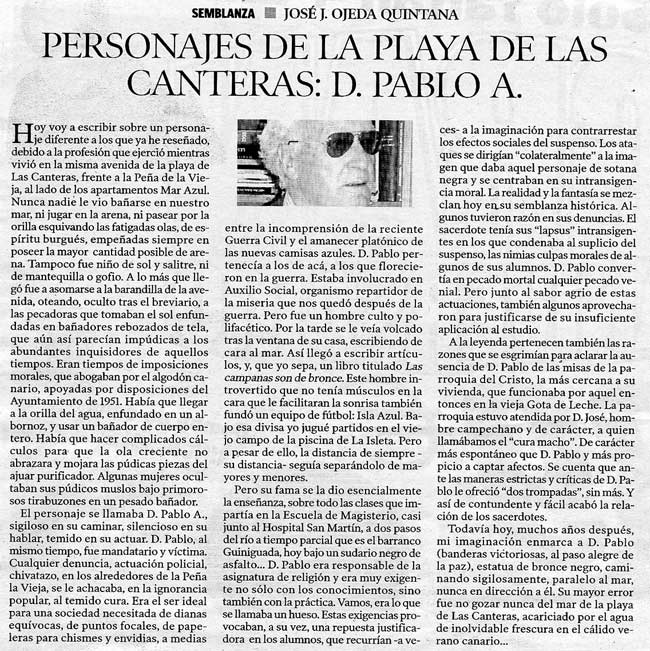Personajes de la Playa de Las Canteras: D. Pablo A. por José J. Ojeda Quintana