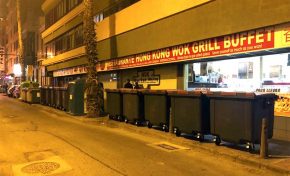 Una queja ciudadana sobre el excesivo número de contenedores de basura en una esquina cercana a Las Canteras